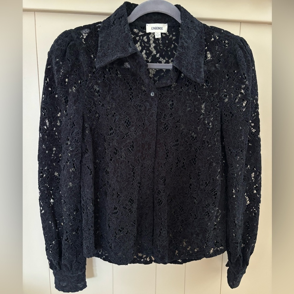 L’Agence Jenica Lace Button-Up Shirt - Picture 2 of 6